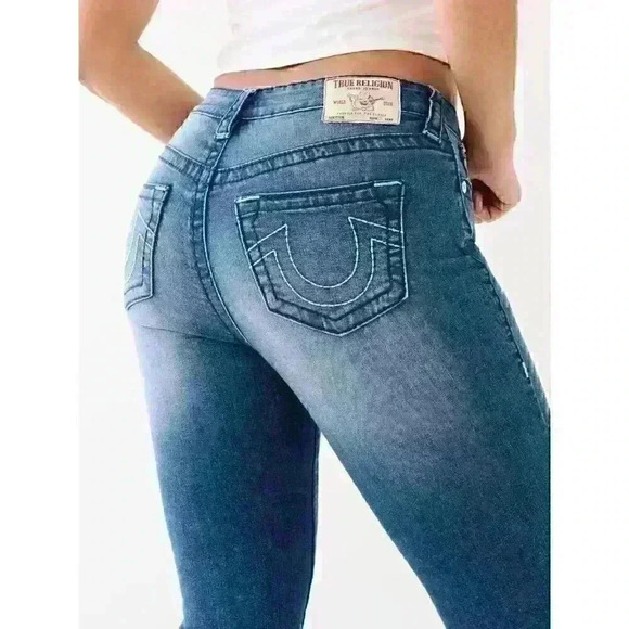 NEW! True Religion Women's 28 Becca Mid Rise Big T Bootcut Jean NWT $199 - Picture 4 of 5